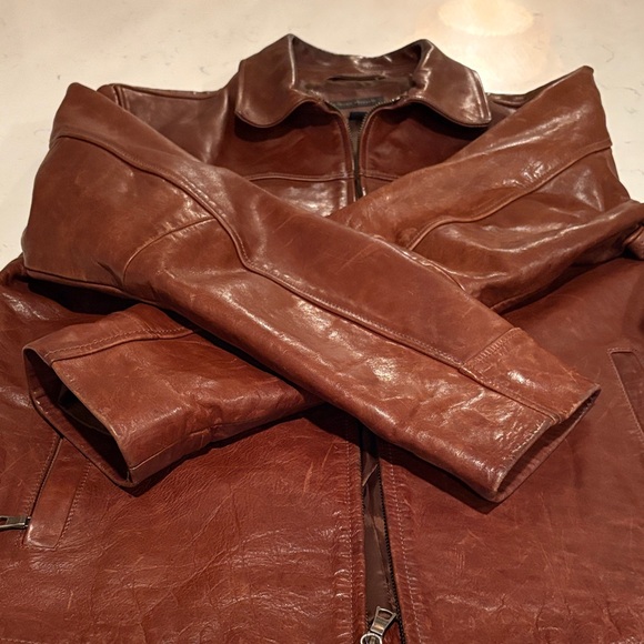 Banana Republic Men's Rich Brown Leather Jacket - Picture 9 of 16